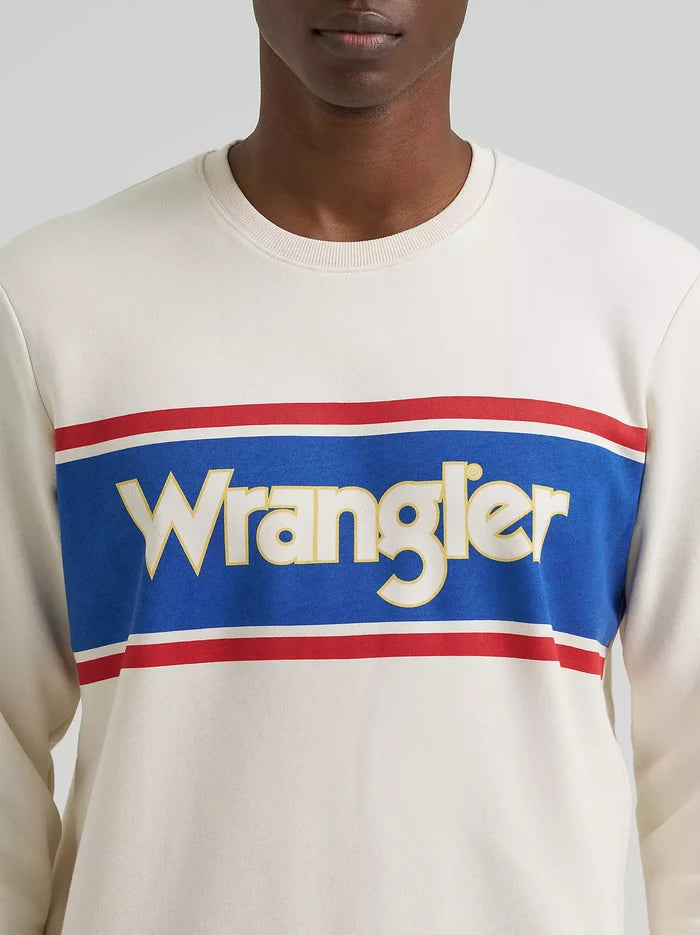 Wrangler Men's Antique White Legacy Logo Crew Sweatshirt 112380290