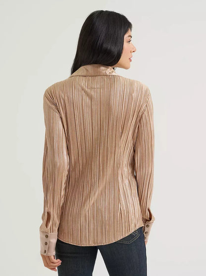 Wrangler X Lainey Wilson Women's Rose Gold Pearl Snap Long Sleeve Western Shirt 112382814