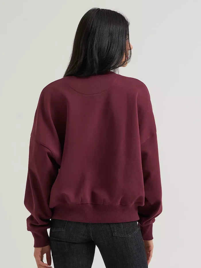 Wrangler X Women's Lainey Wilson Burgundy "Rodeo Nights' Embroidered Sweatshirt  112382793