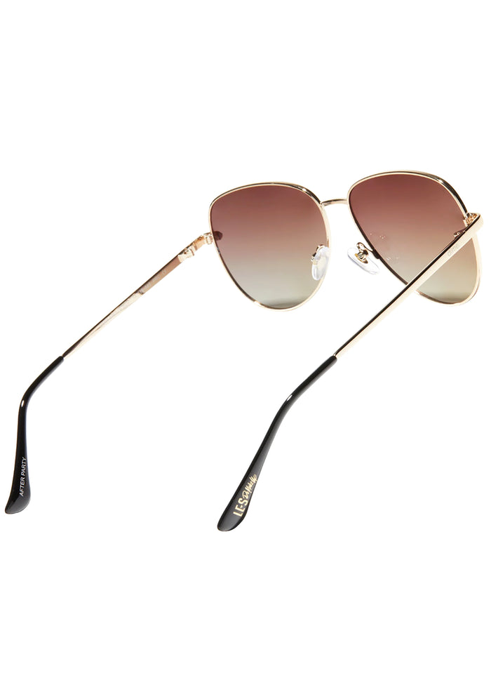 Dime Optics X Les Do Makeup After Party Polarized Sunglasses in gold brown gradient — side view
