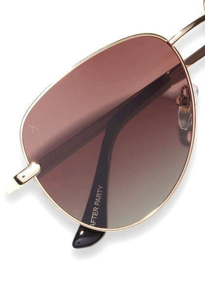 Dime Optics X Les Do Makeup After Party Polarized Sunglasses in gold brown gradient — flat front view