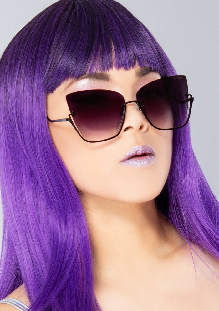 TopFoxx X Raya Vixen Sunglasses in black fade — model side view