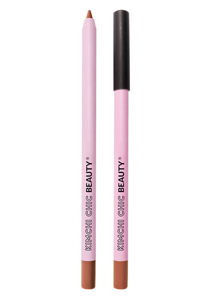 Kimchi Chic YOUR UNICORN MOUTH Lip Liner Pencil in 07 Honey brown with creamy pencil formula on rave makeup lip liner — texture detail view
